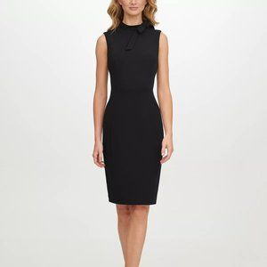 Calvin Klein  Bow-Neck Sheath Sleeveless Dress. Black. Size 8. NWT!